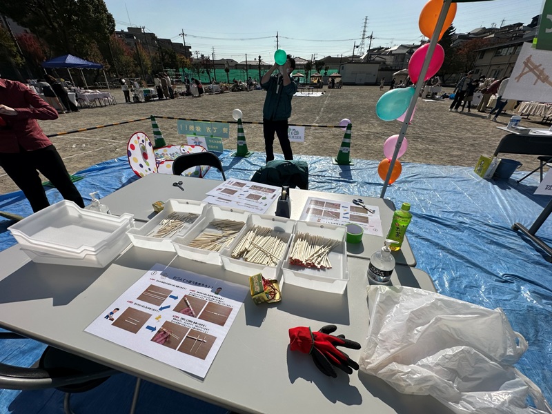 割りばし鉄砲製作ブース！